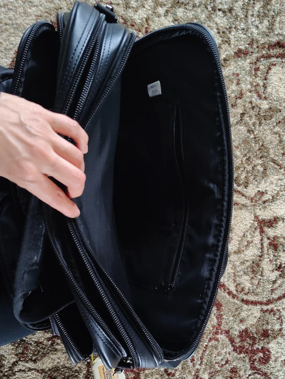 Men's Black Leather-Look Messenger Bag with Shoulder Strap